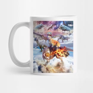 Trippy Galaxy Corgi Dog Riding Dinosaur Mug